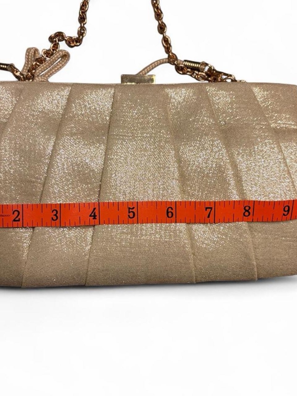 Kate Landry Champagne Gold Pleated Metallic Evening Clutch Bag - Picture 7 of 9